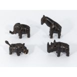 Four vintage hand carved animals