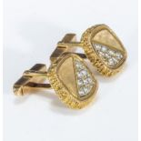 A pair of 9ct gold diamond cuff links (13.4gms)