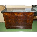 A French flamed mahogany chest with marble top.