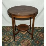 A mahogany round table.