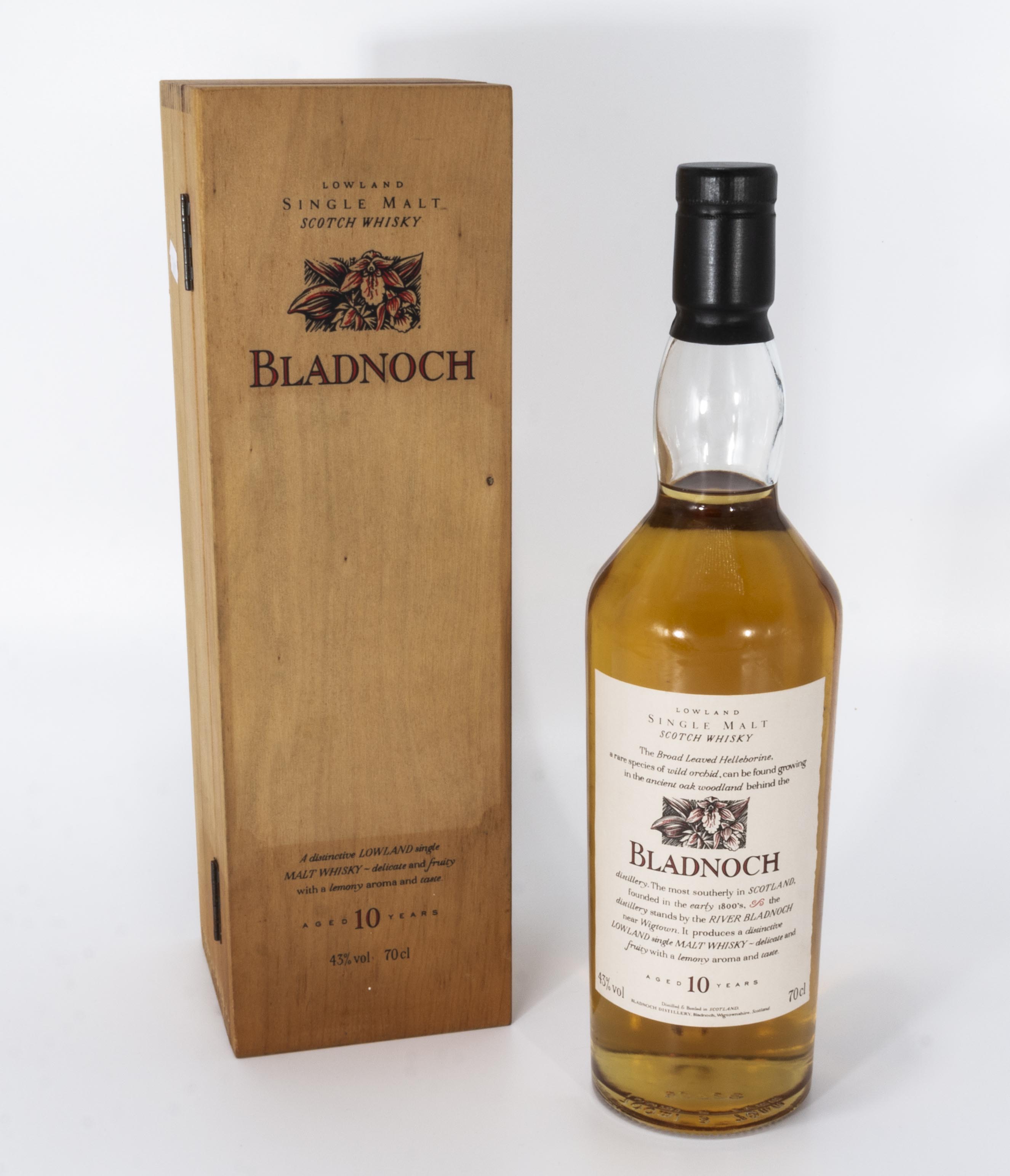 A bottle of Bladnoch single malt Scotch whisky, aged 10 years, 43% Vol. 70cl