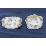 Split quartz Geode showing crystal cave interior