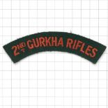 2nd GURKHA RIFLES cloth embroidered shoulder title.