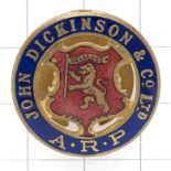 John Dickinson & Co. Ltd. WW2 ARP gilt & enamel lapel badge.