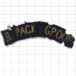 B PACK GROUP WW2 Indian Pack Transport Company rare cloth embroidered shoulder title.