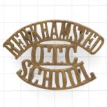 BERKHAMSTEAD / OTC / SCHOOL brass Hertfordshire shoulder title.