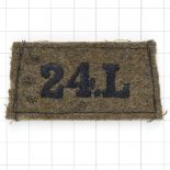 24.L WW2 raised 24th Lancers slip-on title circa 1940-44.