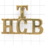 T / HCB scarce Highland Cyclist Battalion brass Scottish shoulder title circa 1909-19.