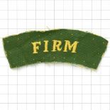 FIRM WW2 cloth shoulder title (11th Bn. Worcesters)