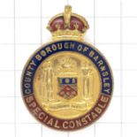 County Borough of Barnsley Special Constable WW1 police lapel badge.