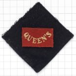 Queen’s West Surrey Regiment cloth embroidered pagri flash.