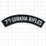 7th GURKHA RIFLES cloth embroidered shoulder title.