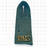 PMS scarce WW1 Paget’s Massage Service brass shoulder title on green cloth epaulette.