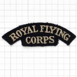 ROYAL FLYING / CORPS scarce WW1 cloth embroidered shoulder title.