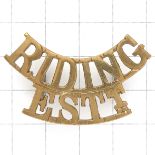 RIDING / ESTT. rare brass Royal Artillery Riding Establishment shoulder title.