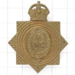 King’s Dragoon Guards WW1 all brass economy cap badge circa 1916-18.