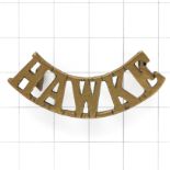 HAWKE WW1 Royal Naval Division brass RND shoulder title.