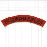 1st GURKHA RIFLES cloth embroidered shoulder title.