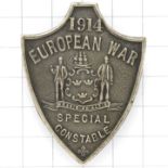 1914 European War Tynemouth Special Constable police lapel badge.