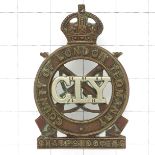 County of London Yeomanry Sharpshooters post 1940 OR’s bi-metal cap badge