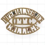 IMPERIAL SERVICE / OTC / COLLEGE pre 1942 brass shoulder title.