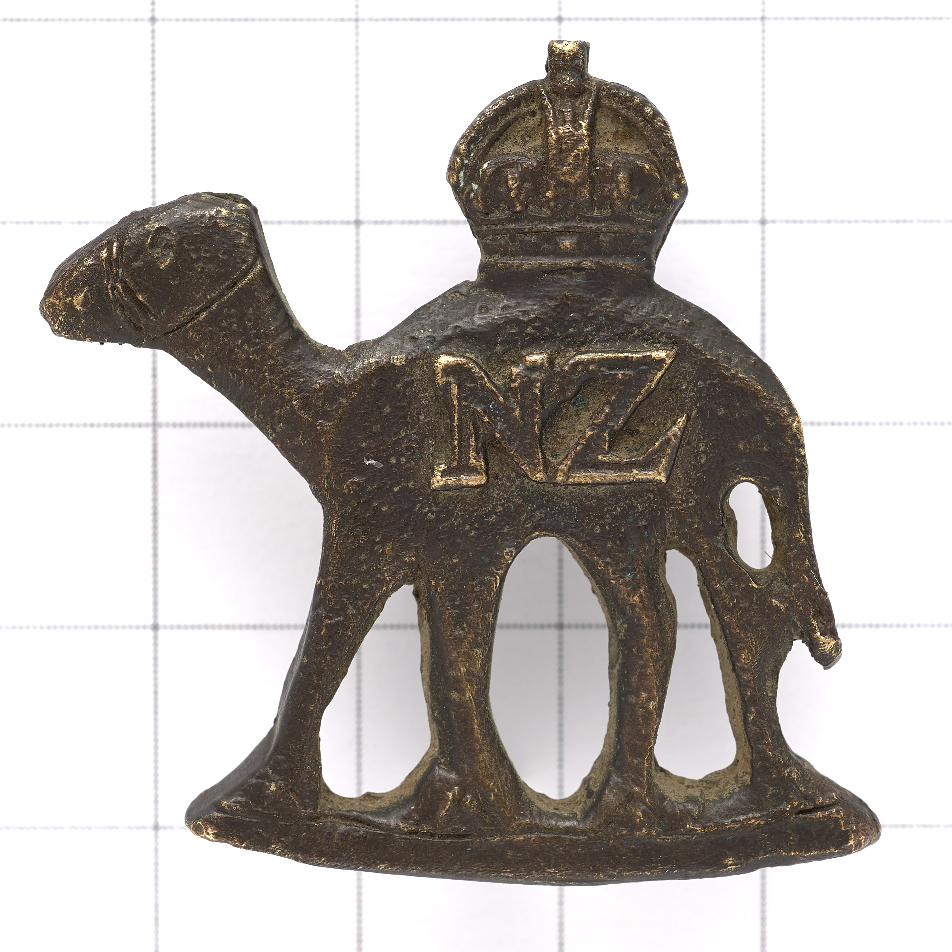 4th Bn (NZ) Imperial Camel Brigade WW1 scarce unofficial brass hat badge.