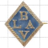 British Latin American Volunteers WW1 1918 Birmingham hallmarked silver rare badge.