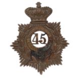 45th (Nottinghamshire) Regiment of Foot Victorian OR’s helmet plate circa 1878-81.