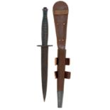 Post War Royal Marine 3rd Pattern Fairbairn-Sykes Parkerised Commando fighting knife.