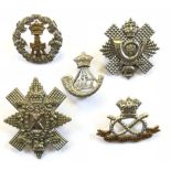 5 Victorian Infantry cap badges.