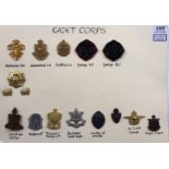 Australian and Colonial Cadet Corps assorted cap badges.