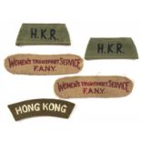 HONG KONG and FANY cloth shoulder titles.