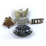 Polytechnic School Cadet Corps and Five Ways School cap badges plus 2 titles,