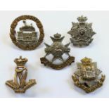 5 Victorian Infantry cap badges.