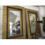 A pair of Victorian gilt framed, painted wall mirrors, 33 1/2 x 21w