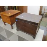 Two 19th century mahogany night commodes, one raised on turned, tapered legs, the other on bracket