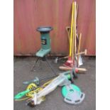 Mixed gardening items to include a shredder, a grass trimmer and other items