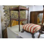 A Victorian mahogany two-tier occasional table, 26h x 20w, and a 19th century mahogany stool with