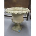 A late 20th century composition stoneware planter in the form of an urn, 18 h x 16w