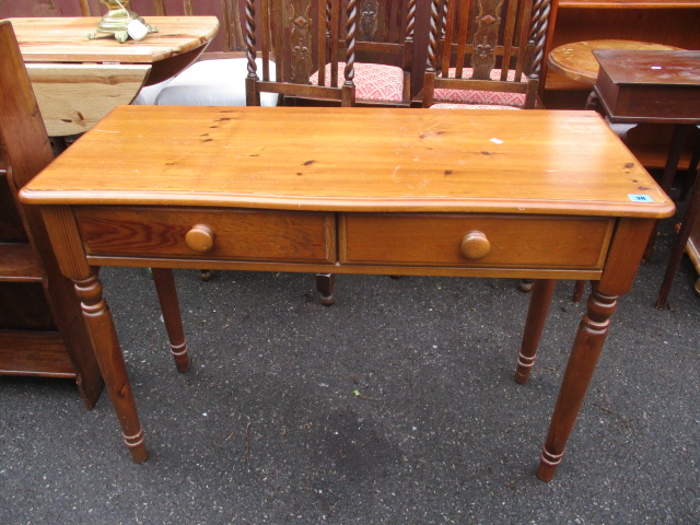 A modern pine, two drawer side table, 29 h x 41 w