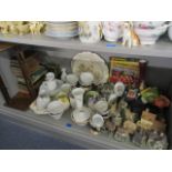 A mixed lot of items to include books, two brass carriage clocks, commemorative china, Lilliput Lane