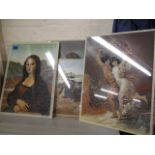 Four painted stone and micro mosaic pictures of Old Masters