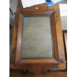 A George III fretworked, mahogany framed mirror, 29 h, 20 w