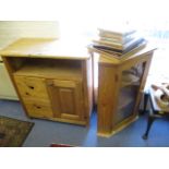 A modern bathroom shelf unit with slatted sides and a slatted cupboard door, 70 h x 17 w x 17 d