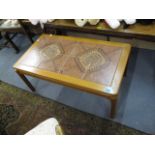 A G-Plan teak tiled top coffee table, 16h x 36w