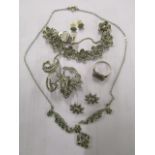 A selection of mid 20th century marcasite jewellery to include a silver and marcasite necklace