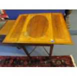 An English part Georgian mahogany and burr ash Pembroke table, the inlaid rectangular top with cross