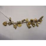 A 9ct gold bracelet and nineteen charms, 21g