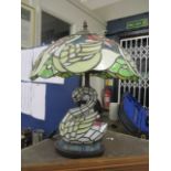 A modern Tiffany style lamp in the form of a swan, 20h