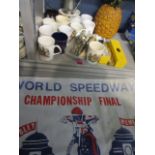 A World Speedway Championship Final flag, china and cutlery